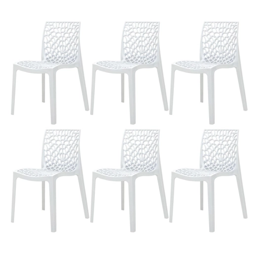 Produto Kit 6 Cadeiras de jantar Gruvyer com design contemporâneo e anatômico - Branco