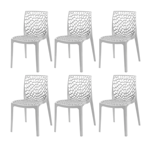 Produto Kit 6 Cadeiras de jantar Gruvyer com design contemporâneo e anatômico - Cinza claro