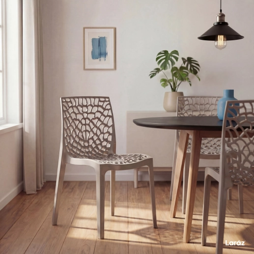 Produto Kit 6 Cadeiras de jantar Gruvyer com design contemporâneo e anatômico - Nude