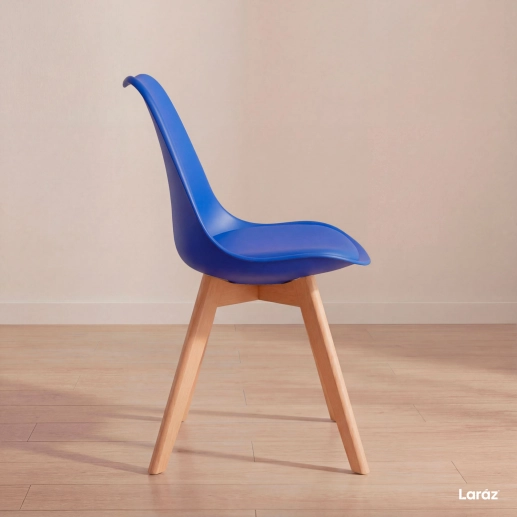 Produto Kit 6 cadeiras de jantar Leda com assento estofado e design moderno – Azul Bic