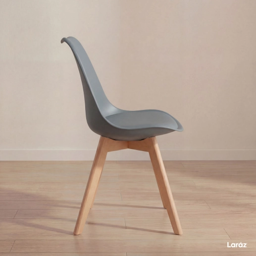 Produto Kit 6 cadeiras de jantar Leda com assento estofado e design moderno – Cinza-escuro