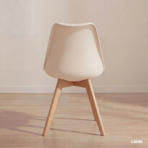 Kit 6 cadeiras de jantar Leda com assento estofado e design moderno – Creme Produto Kit 6 cadeiras de jantar Leda com assento estofado e design moderno – Creme