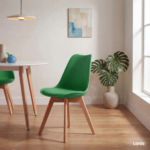 Produto Kit 6 cadeiras de jantar Leda com assento estofado e design moderno – Verde Bandeira