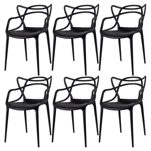 Produto Kit 6 Cadeiras de jantar Master Allegra Design Moderno em Polipropileno - Preto