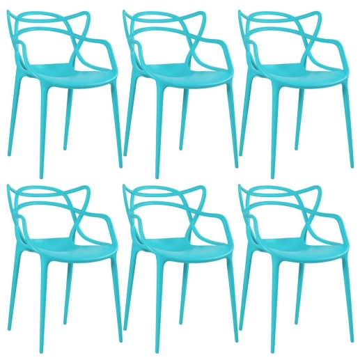 Produto Kit 6 Cadeiras de jantar Master Allegra Design Moderno em Polipropileno - Azul Tiffany