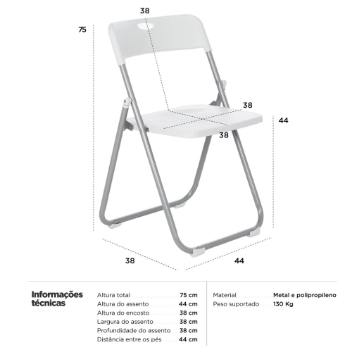 Produto Kit 6 cadeiras dobrável Fort para restaurante e espaços comerciais – Branco