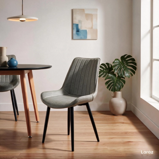 Kit 6 Cadeiras estofada Chicago com design industrial – Cinza Claro Produto Kit 6 Cadeiras estofada Chicago com design industrial – Cinza Claro