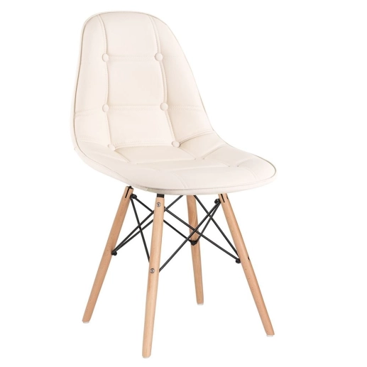 Produto Kit 6 Cadeiras de jantar Charles Eames Eiffel Botonê Estofada - Creme
