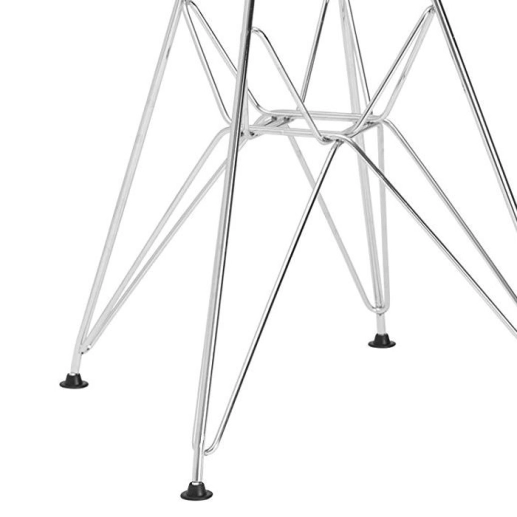Kit 6 Cadeiras estofada Charles Eames Eiffel Botonê DKR com pés de metal cromado - Cinza claro Produto Kit 6 Cadeiras estofada Charles Eames Eiffel Botonê DKR com pés de metal cromado - Cinza claro