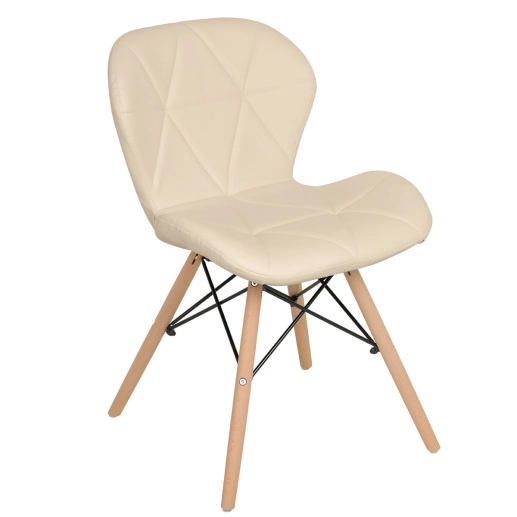 Produto Kit 6 Cadeiras de jantar estofada Charles Eames Eiffel Slim Wood confort – Nude