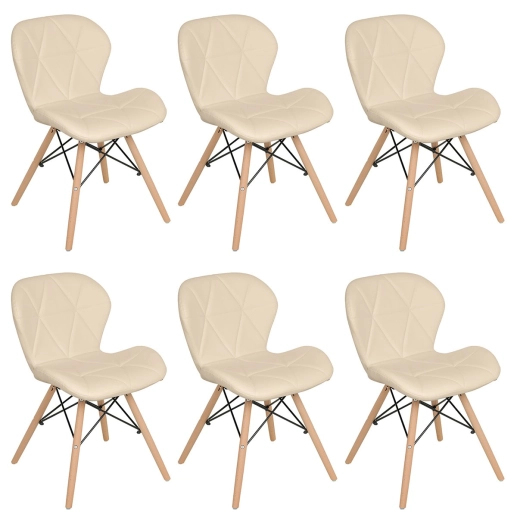 Produto Kit 6 Cadeiras de jantar estofada Charles Eames Eiffel Slim Wood confort – Nude