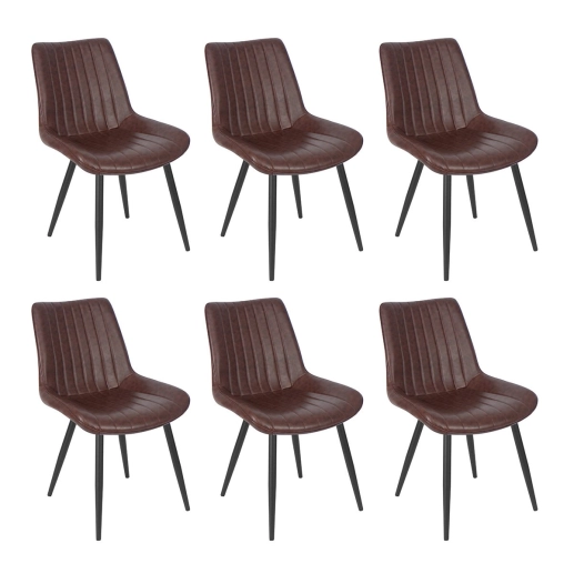 Produto Kit 6 cadeiras estofadas design industrial Chicago Marrom Café