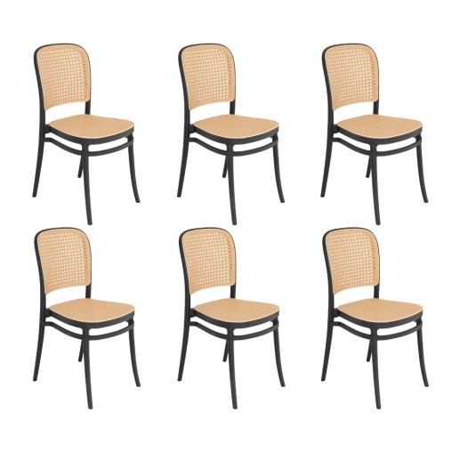 Produto Kit 6 Cadeiras de jantar Amis Lola com design moderno e assento confortável - Preto