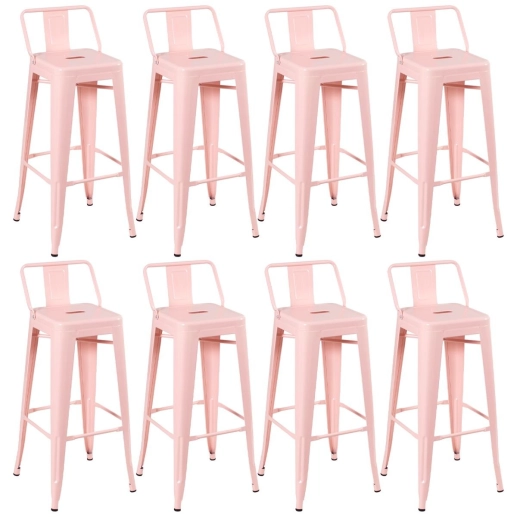 Produto Kit 8 banquetas altas para bancada Iron Tolix com encosto 76 cm – Rosa antigo