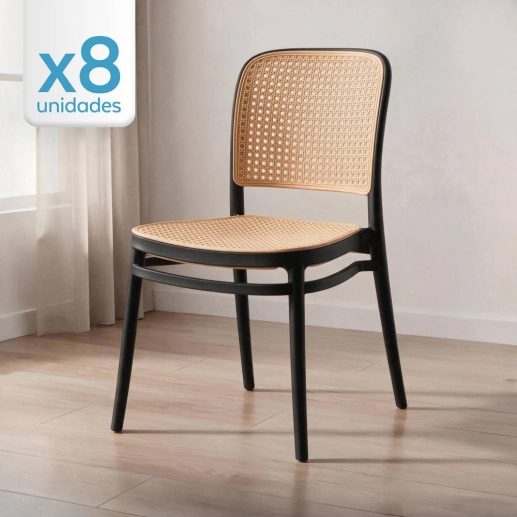 Produto Kit 8 Cadeiras de jantar Amis Lola com design moderno e assento confortável - Preto