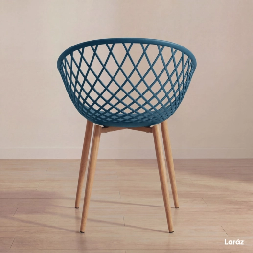 Produto Kit 8 Cadeiras de jantar Clarice Nest com design moderno e anatômico - Azul petróleo