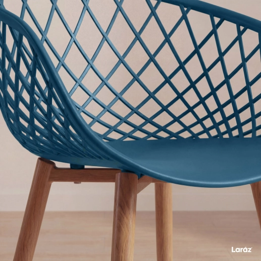 Produto Kit 8 Cadeiras de jantar Clarice Nest com design moderno e anatômico - Azul petróleo