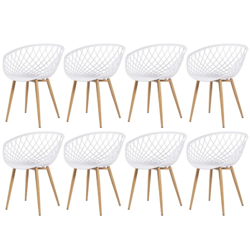 Produto Kit 8 Cadeiras de jantar Clarice Nest com design moderno e anatômico - Branco