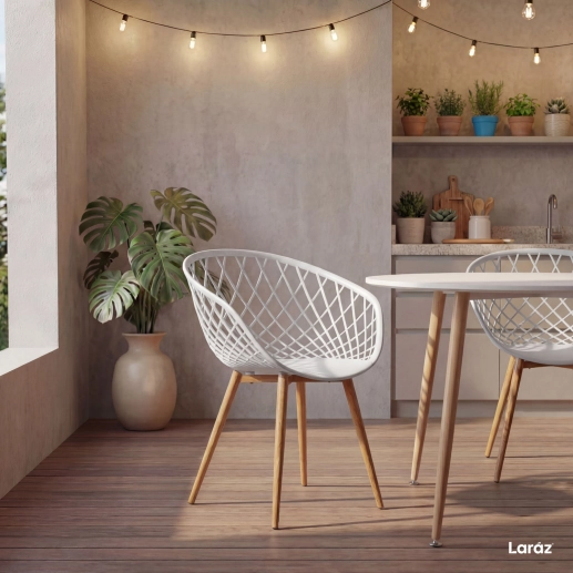 Produto Kit 8 Cadeiras de jantar Clarice Nest com design moderno e anatômico - Branco