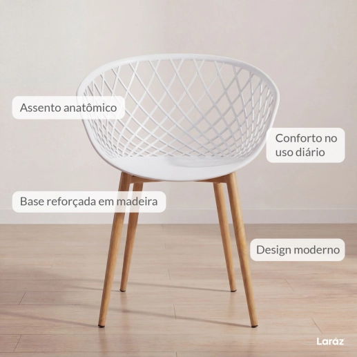Produto Kit 8 Cadeiras de jantar Clarice Nest com design moderno e anatômico - Branco