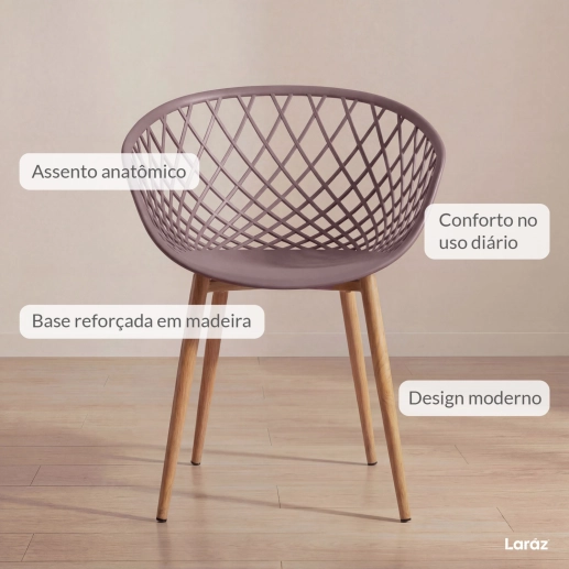 Produto Kit 8 Cadeiras de jantar Clarice Nest com design moderno e anatômico - Fendi