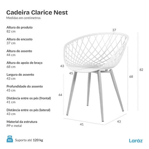Produto Kit 8 Cadeiras de jantar Clarice Nest com design moderno e anatômico - Fendi