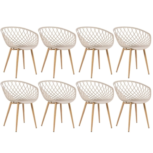 Produto Kit 8 Cadeiras de jantar Clarice Nest com design moderno e anatômico - Nude