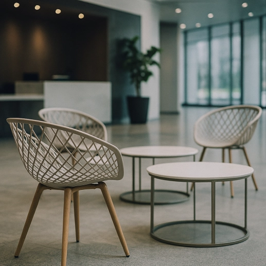 Produto Kit 8 Cadeiras de jantar Clarice Nest com design moderno e anatômico - Nude