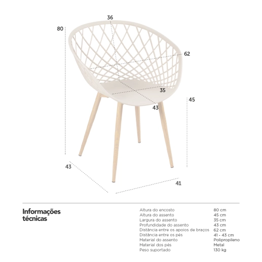 Produto Kit 8 Cadeiras de jantar Clarice Nest com design moderno e anatômico - Nude