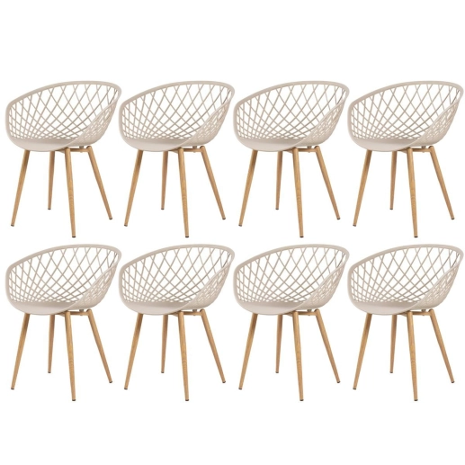 Produto Kit 8 Cadeiras de jantar Clarice Nest com design moderno e anatômico - Nude