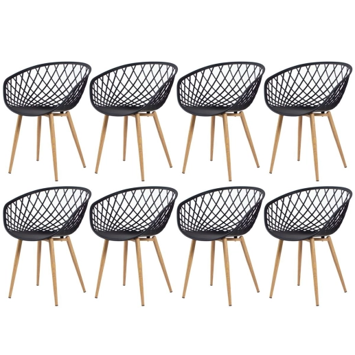 Kit 8 Cadeiras de jantar Clarice Nest com design moderno e anatômico - Preto Produto Kit 8 Cadeiras de jantar Clarice Nest com design moderno e anatômico - Preto