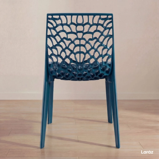 Produto Kit 8 Cadeiras de jantar Gruvyer com design contemporâneo e anatômico - Azul petróleo