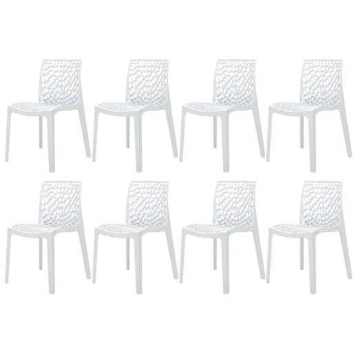 Produto Kit 8 Cadeiras de jantar Gruvyer com design contemporâneo e anatômico - Branco