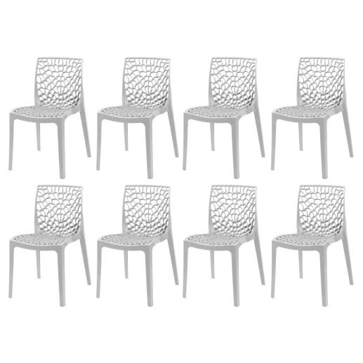 Produto Kit 8 Cadeiras de jantar Gruvyer com design contemporâneo e anatômico - Cinza claro