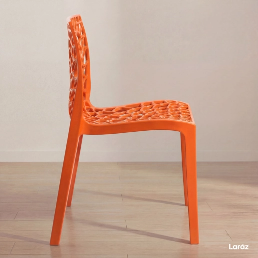 Produto Kit 8 Cadeiras de jantar Gruvyer com design contemporâneo e anatômico - Laranja