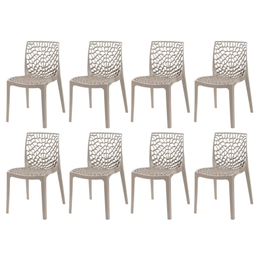 Produto Kit 8 Cadeiras de jantar Gruvyer com design contemporâneo e anatômico - Nude