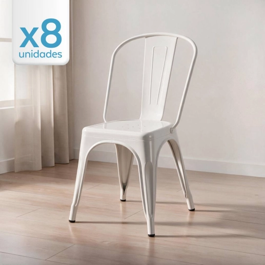 Produto Kit 8 Cadeiras de jantar Iron Tolix com design industrial – Branco