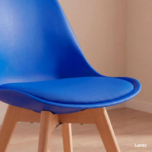 Produto Kit 8 Cadeiras de jantar Leda com assento estofado e design moderno - Azul Bic