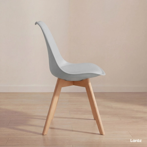 Kit 8 Cadeiras de jantar Leda com assento estofado e design moderno - Cinza claro Produto Kit 8 Cadeiras de jantar Leda com assento estofado e design moderno - Cinza claro