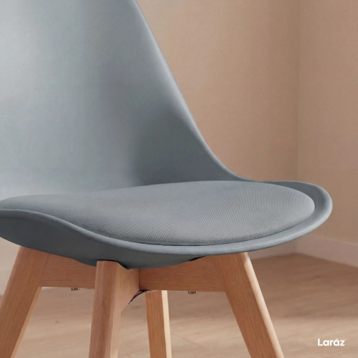 Produto Kit 8 Cadeiras de jantar Leda com assento estofado e design moderno - Cinza escuro