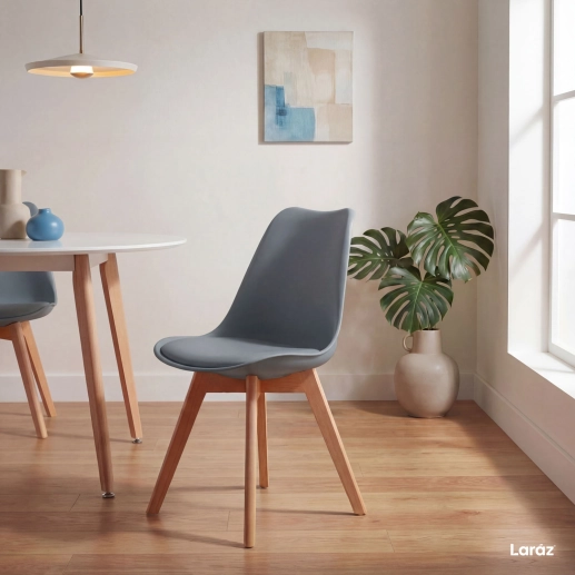 Produto Kit 8 Cadeiras de jantar Leda com assento estofado e design moderno - Cinza escuro