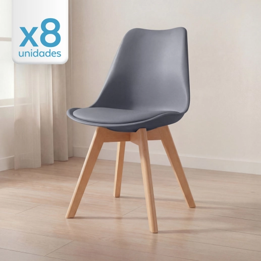 Produto Kit 8 Cadeiras de jantar Leda com assento estofado e design moderno - Fendi