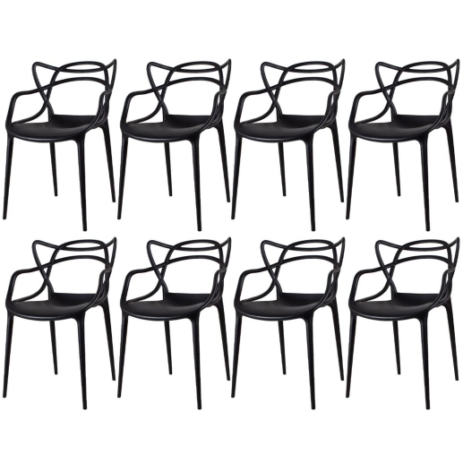 Produto Kit 8 Cadeiras de jantar Master Allegra Design Moderno em Polipropileno - Preto