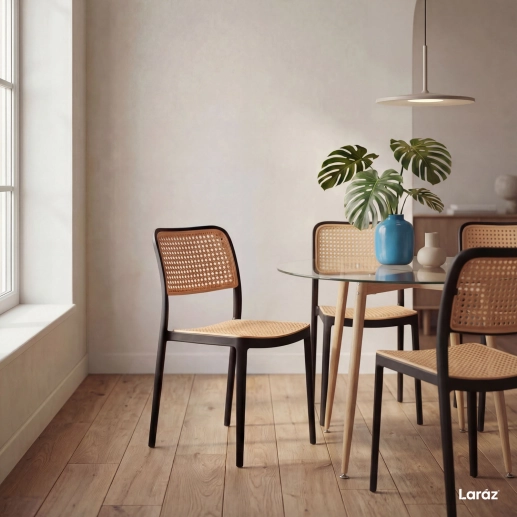 Produto Kit 8 Cadeiras de jantar Maya com design moderno e assento confortável - Preto