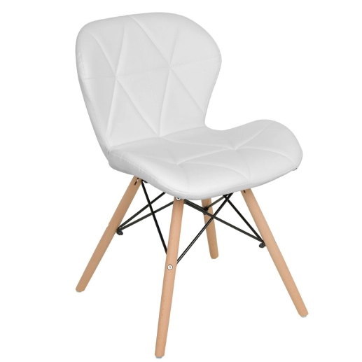 Produto Kit 8 Cadeiras de jantar estofada Charles Eames Eiffel Slim Wood confort – Branco