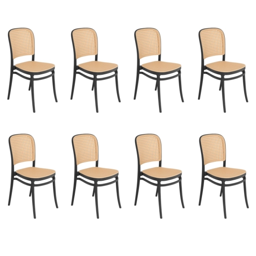 Produto Kit 8 Cadeiras de jantar Amis Lola com design moderno e assento confortável - Preto