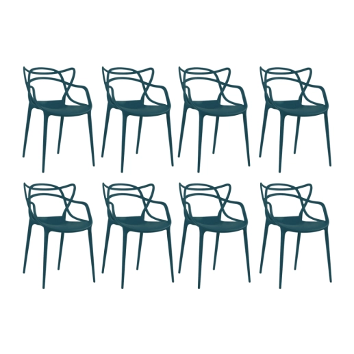 Kit 8 Cadeiras de jantar Masters Allegra com pés desmontáveis – Azul Petróleo Produto Kit 8 Cadeiras de jantar Masters Allegra com pés desmontáveis – Azul Petróleo