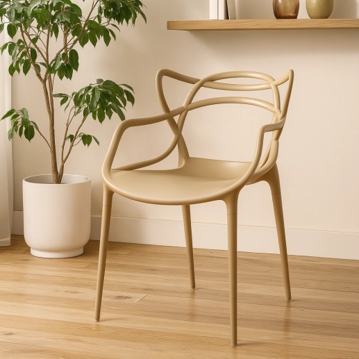 Produto Kit 8 Cadeiras de jantar Masters Allegra com pés desmontáveis – Nude