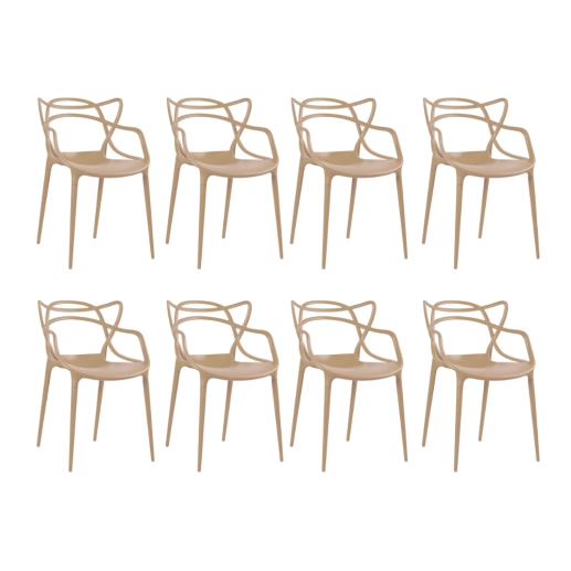 Produto Kit 8 Cadeiras de jantar Masters Allegra com pés desmontáveis – Nude