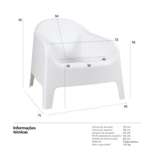 Produto Kit 8 Cadeiras poltrona para jardim varanda Skarpo Cinza